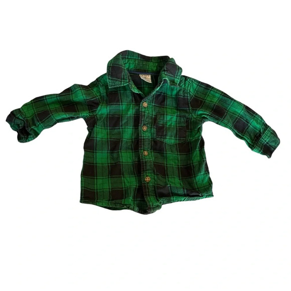 Carter's boys 6 months plaid button down long sleeve shirt - Picture 1 of 3